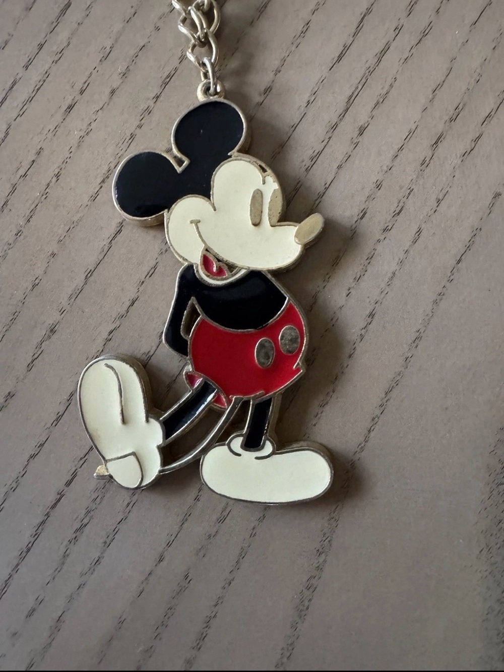 Mickey Mouse Silver-Tone Necklace with Red & Black Charm